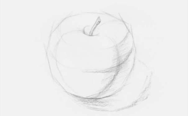 正放素描苹果图片步骤二