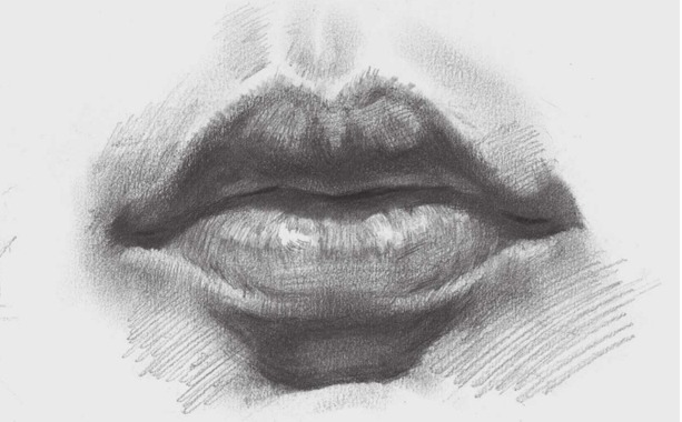 正面素描嘴巴的画法