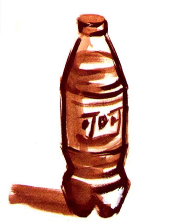 水粉可乐瓶画法步骤一