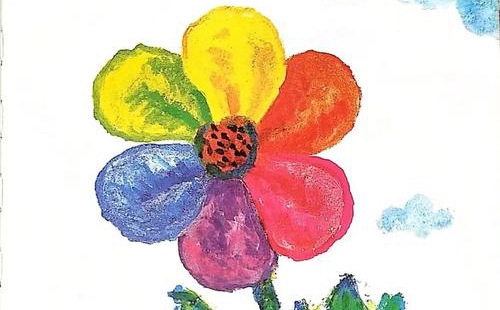 彩虹色的花儿童画