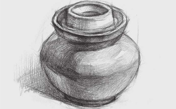 素描泡菜坛子的画法（3）