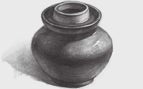 素描泡菜坛子的画法（4）