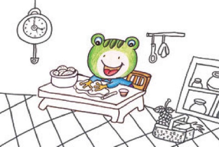 彩铅画青蛙做甜饼绘画步骤（2）
