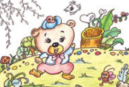 贪吃的胖胖熊彩铅画绘画步骤（4）