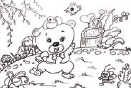 贪吃的胖胖熊彩铅画绘画步骤（1）