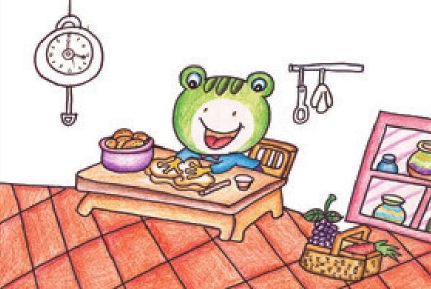 彩铅画青蛙做甜饼绘画步骤（4）