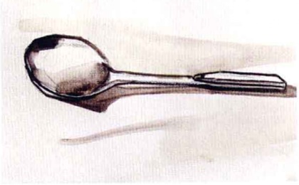 单体静物勺子水粉画法步骤（2）