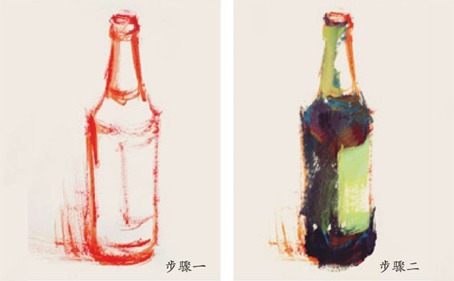 啤酒瓶色彩步骤图（一和二）