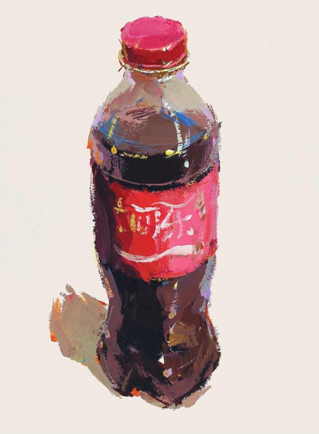 可乐瓶水粉画图片
