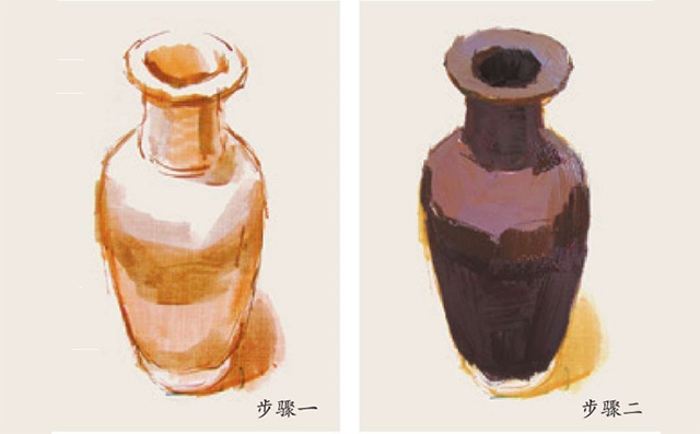 深色瓷瓶的画法（1）