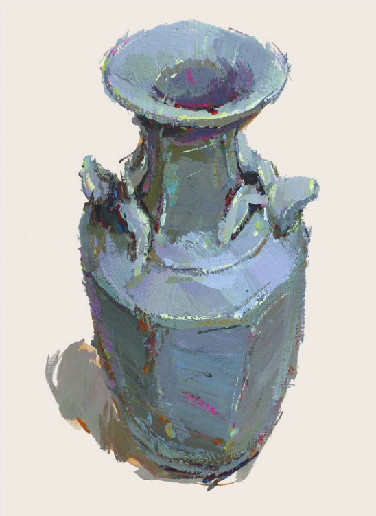 色彩青瓷瓶的画法（3）