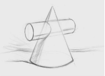 素描圆锥结合体的画法（1）