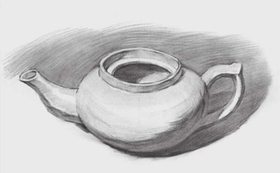 素描白瓷壶的画法（3）
