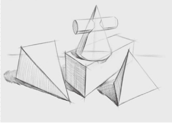四个素描形体组合结构的画法（3）