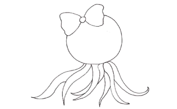 儿童装饰画：爱美的章鱼妹妹的画法(1)