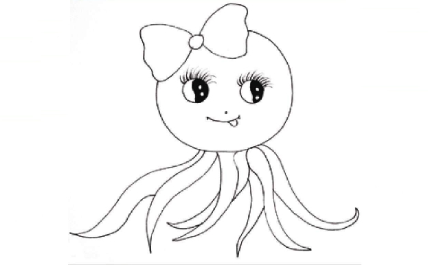 儿童装饰画：爱美的章鱼妹妹的画法(2)