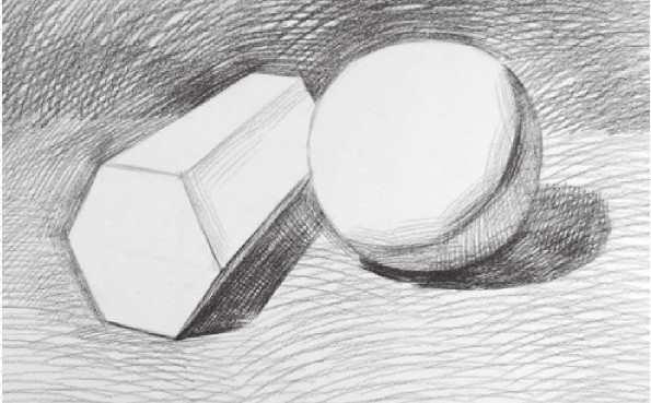 六棱柱体、球体组合的画法（4）