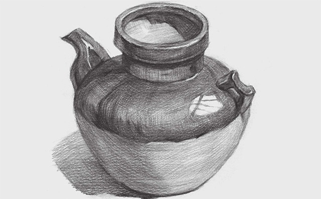 素描陶壶的画法（4）