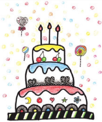 儿童美术装饰画：生日蛋糕的画法（4）