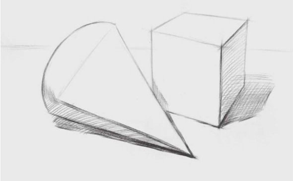 圆锥体、正方体组合的画法（3）