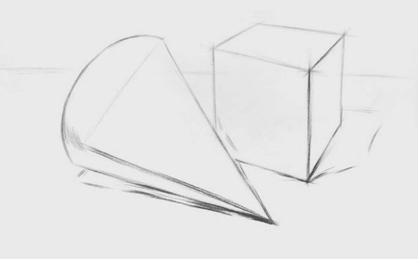 圆锥体、正方体组合的画法（2）