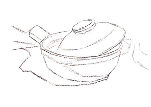 砂锅水粉画法步骤（1）