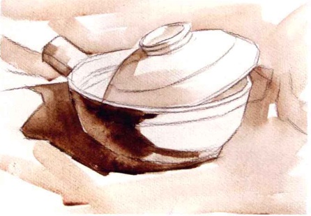 砂锅水粉画法步骤（2）