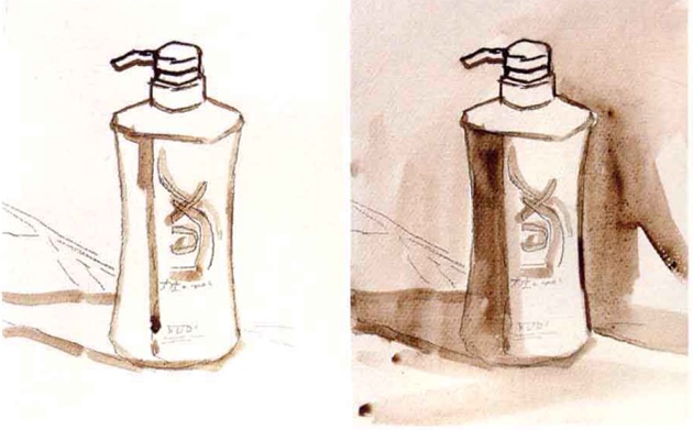 水粉塑料瓶的画法（1）