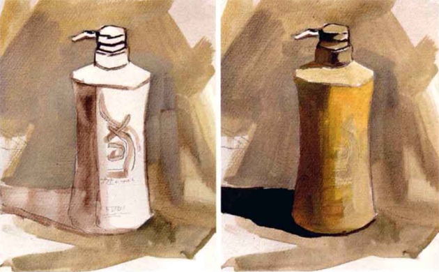 水粉塑料瓶的画法（2）