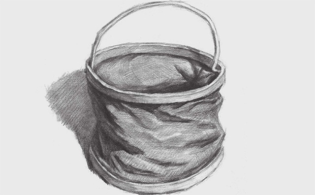 素描折叠水桶的画法（4）