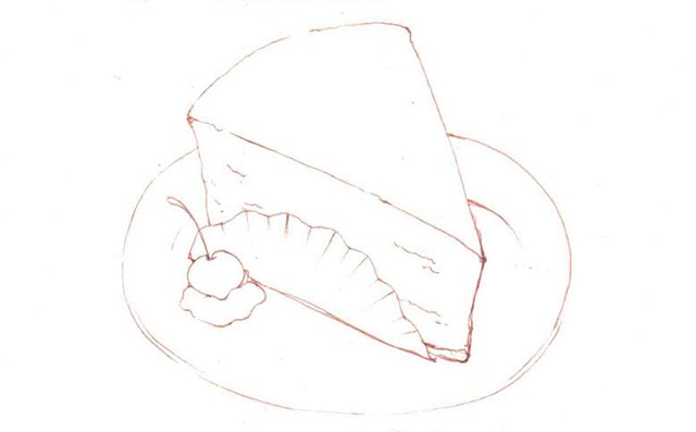 用色铅笔怎么画轻乳酪酪蛋糕（4）