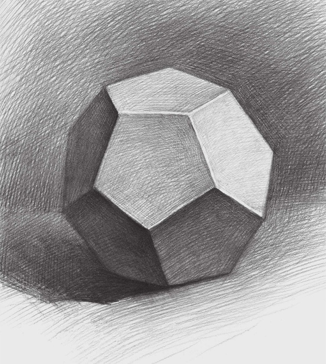 素描正五边形多面体的画法（4）