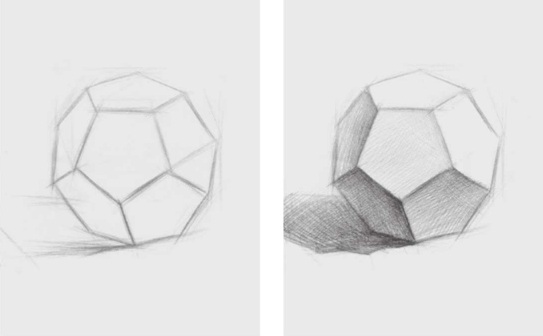 素描正五边形多面体的画法（2）
