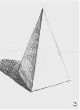 石膏四棱锥体的画法（2）
