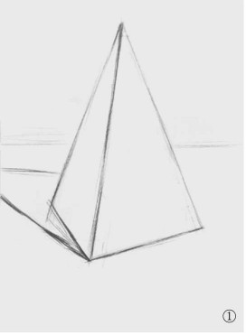石膏四棱锥体的画法（1）