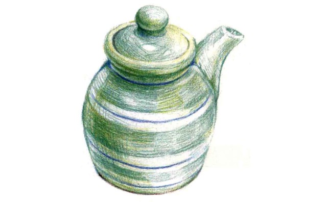 儿童青绿茶壶怎么画（2）