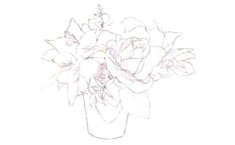 儿童玫瑰百合花束怎么画（1）