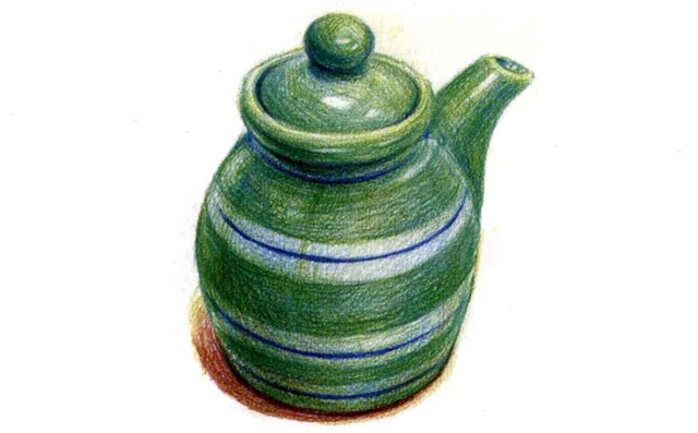 儿童青绿茶壶怎么画（3）
