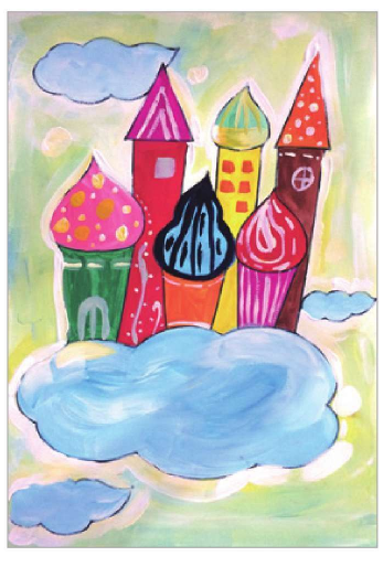 儿童美术梦幻城堡怎么画（6）