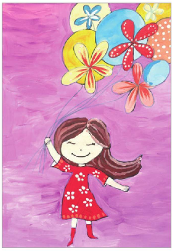 儿童美术女孩的气球怎么画（5）