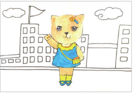 少儿美术小猫上学怎么画（2）