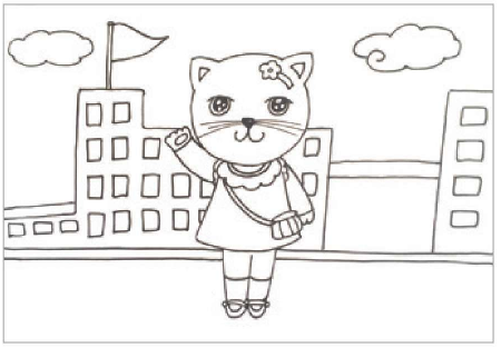 少儿美术小猫上学怎么画（1）