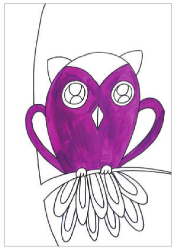 儿童美术夜晚的猫头鹰怎么画（2）